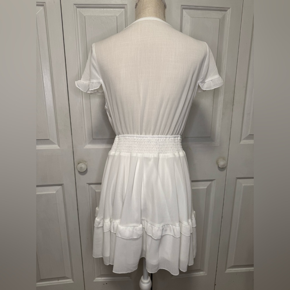 Tie-Front Mini Dress with Smocked Waist L - Picture 7 of 10